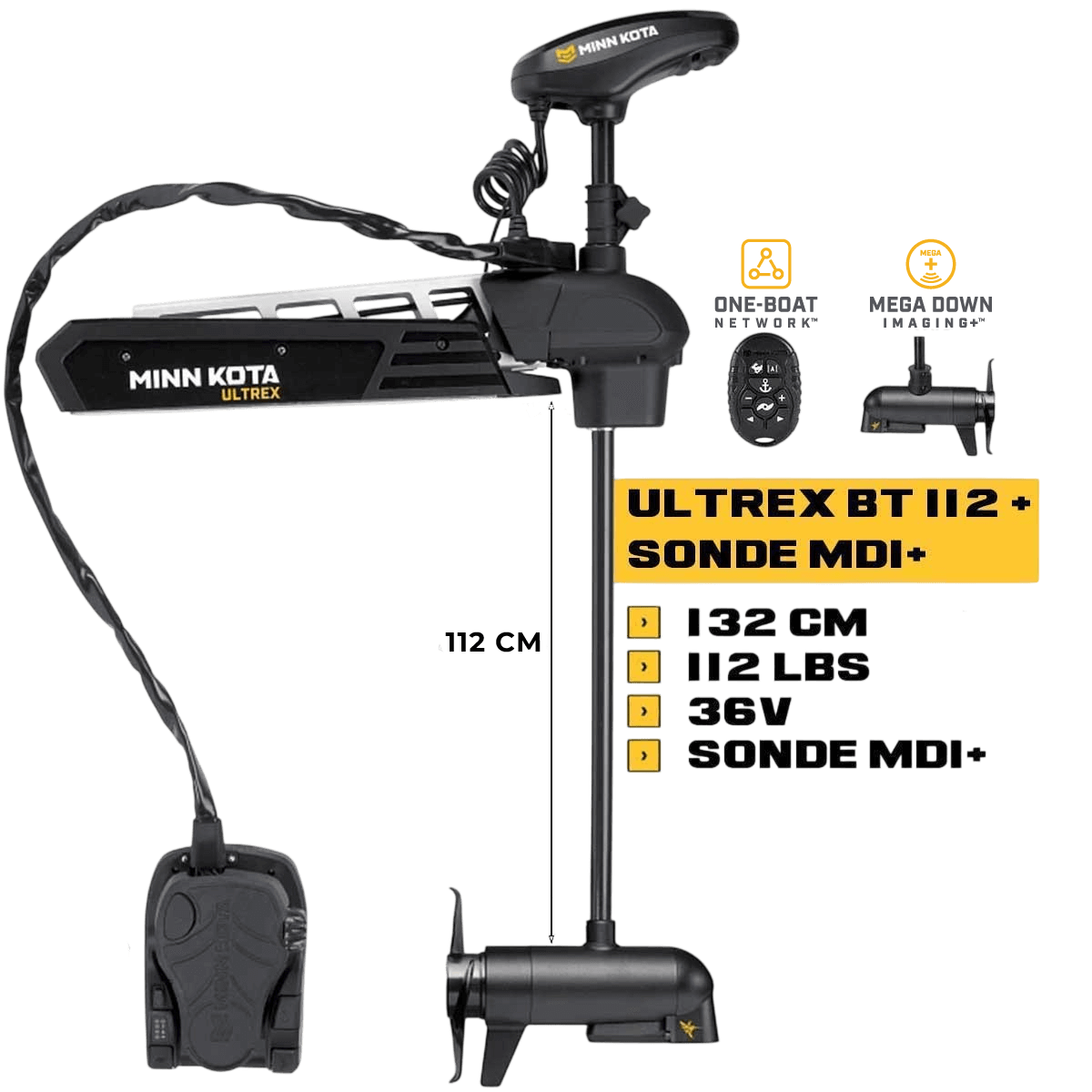 MK-1368898 - Moteur avant Minn Kota ULTERRA 112 Lbs GPS 36V 132 cm + sonde MDI+ avec micro-télécommande et pédale