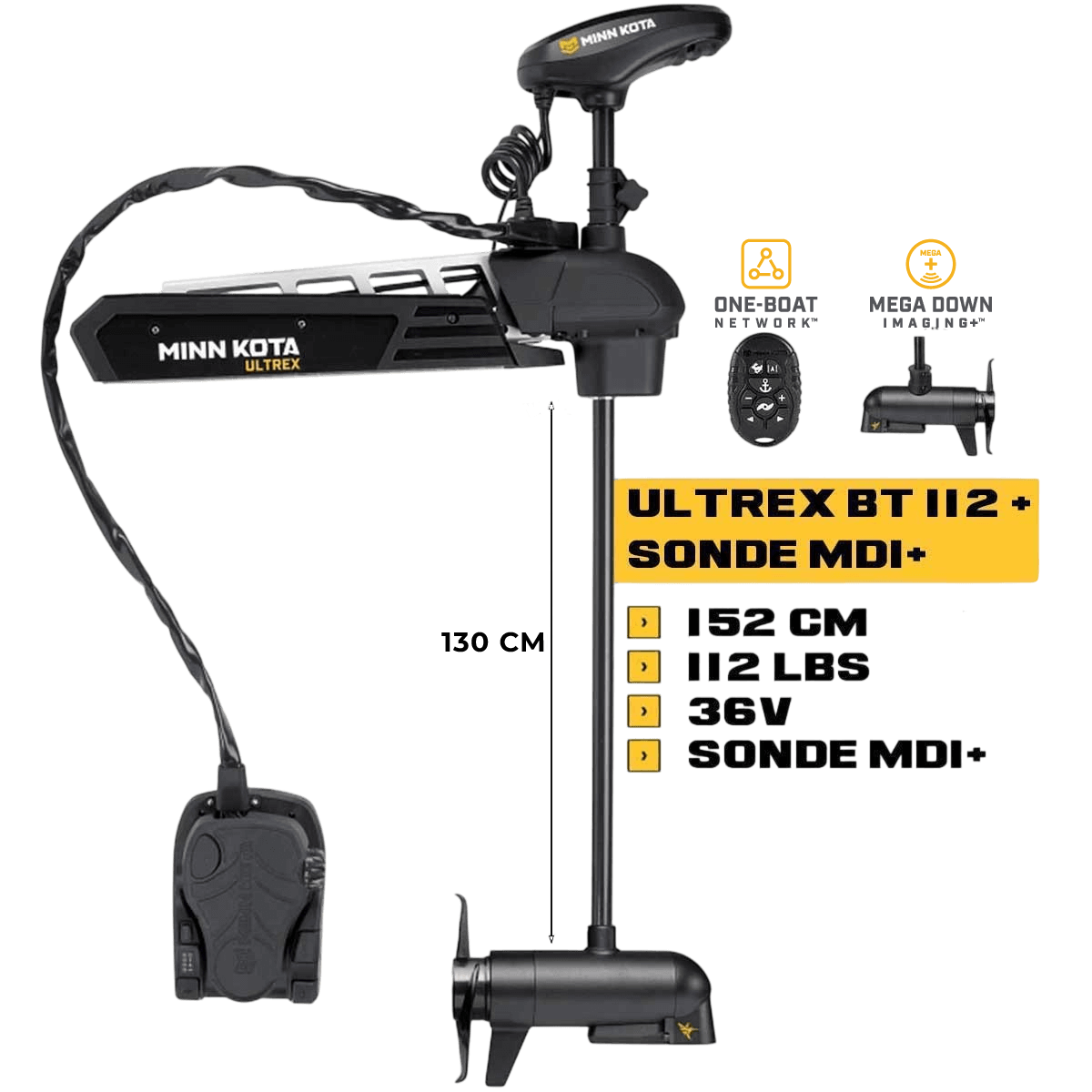 MK-1368899 - Moteur avant Minn Kota ULTERRA 112 Lbs GPS 36V 152 cm + sonde MDI+ avec micro-télécommande et pédale