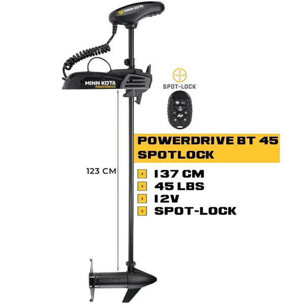 MK-1358440 - Moteur électrique avant Minn Kota POWERDRIVE 45 Lbs GPS Spot-Lock 12V 137 cm avec micro-télécommande - N°3 - comptoirnautique.com