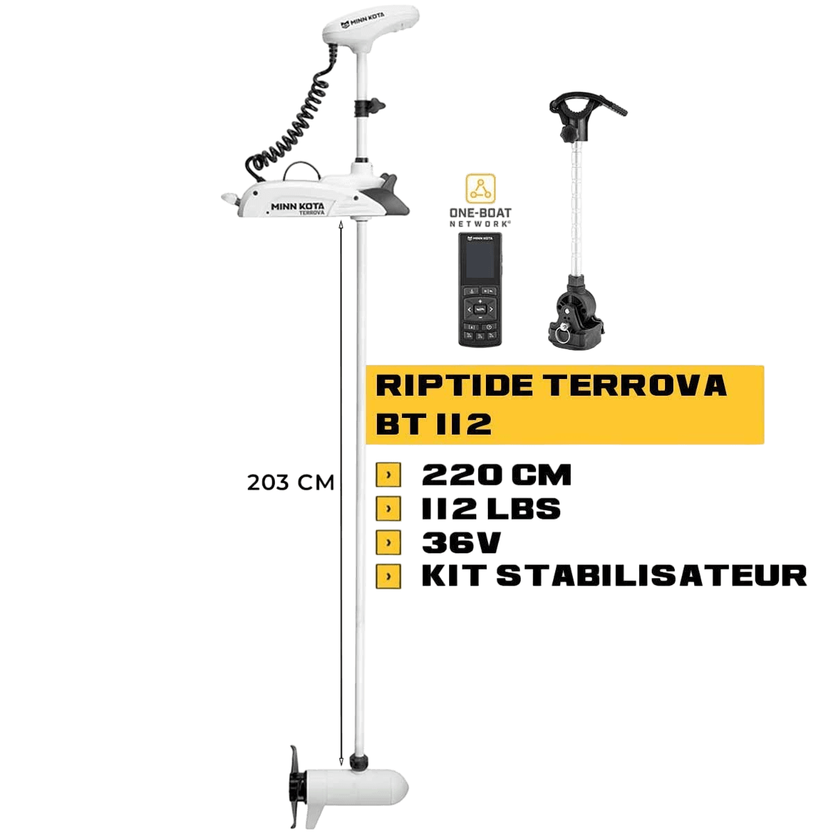 MK-1363792 - Moteur avant mer Minn Kota RIPTIDE TERROVA 112 Lbs GPS 220 cm 36V