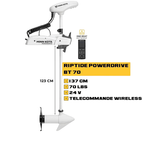 MK-1363586 - Moteur avant mer Minn Kota RIPTIDE POWERDRIVE GPS 70 Lbs 24V 137 cm avec télécommande wireless - N°3 - comptoirnautique.com