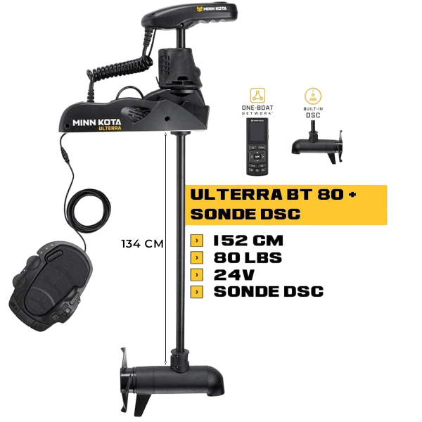 MK-1358976M - Moteur avant Minn Kota ULTERRA 80 Lbs GPS 24V 152 cm + sonde DSC avec télécommande et pédale - N°2 - comptoirnautique.com