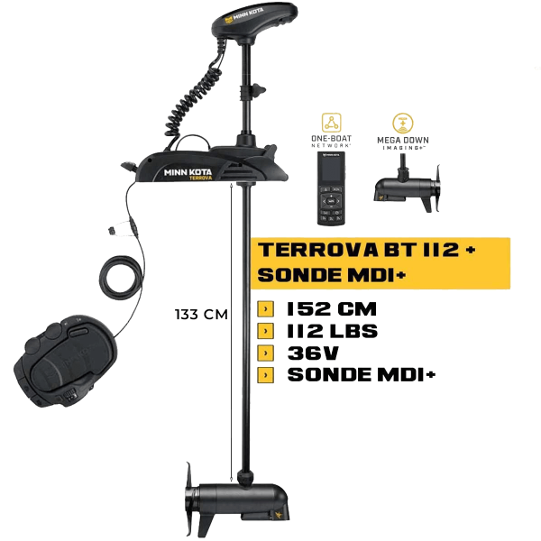 MK-1358315 - Moteur avant Minn Kota TERROVA 112 Lbs GPS 36V 152cm + sonde MDI+ avec télécommande et pédale - N°3 - comptoirnautique.com