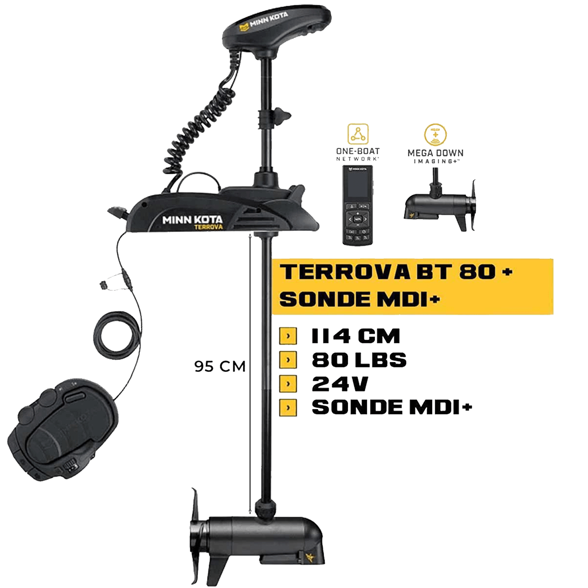 MK-1358385 - Moteur avant Minn Kota TERROVA 80 Lbs GPS 24V 114cm + sonde MDI+ avec télécommande et pédale
