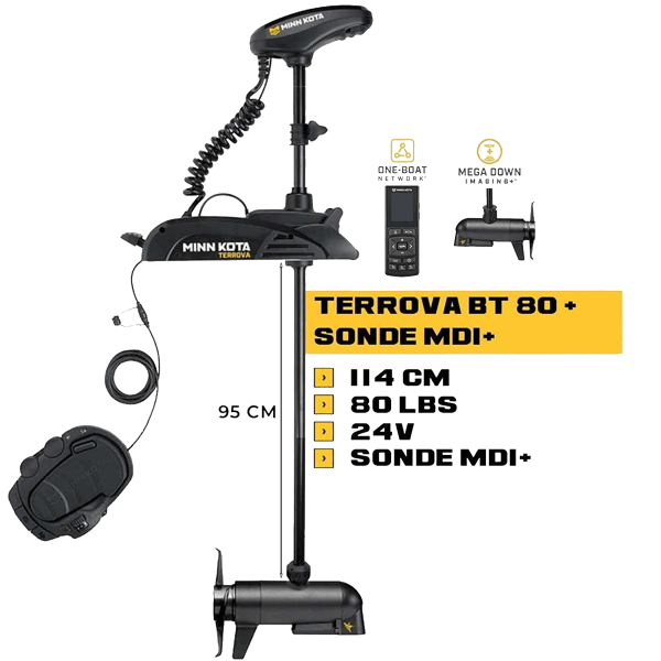 MK-1358385 - Moteur avant Minn Kota TERROVA 80 Lbs GPS 24V 114cm + sonde MDI+ avec télécommande et pédale - N°4 - comptoirnautique.com