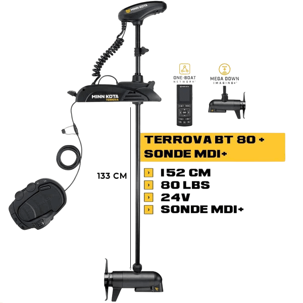 MK-1358386 - Moteur avant Minn Kota TERROVA 80 Lbs GPS 24V 152cm + sonde MDI+ avec télécommande et pédale - N°5 - comptoirnautique.com
