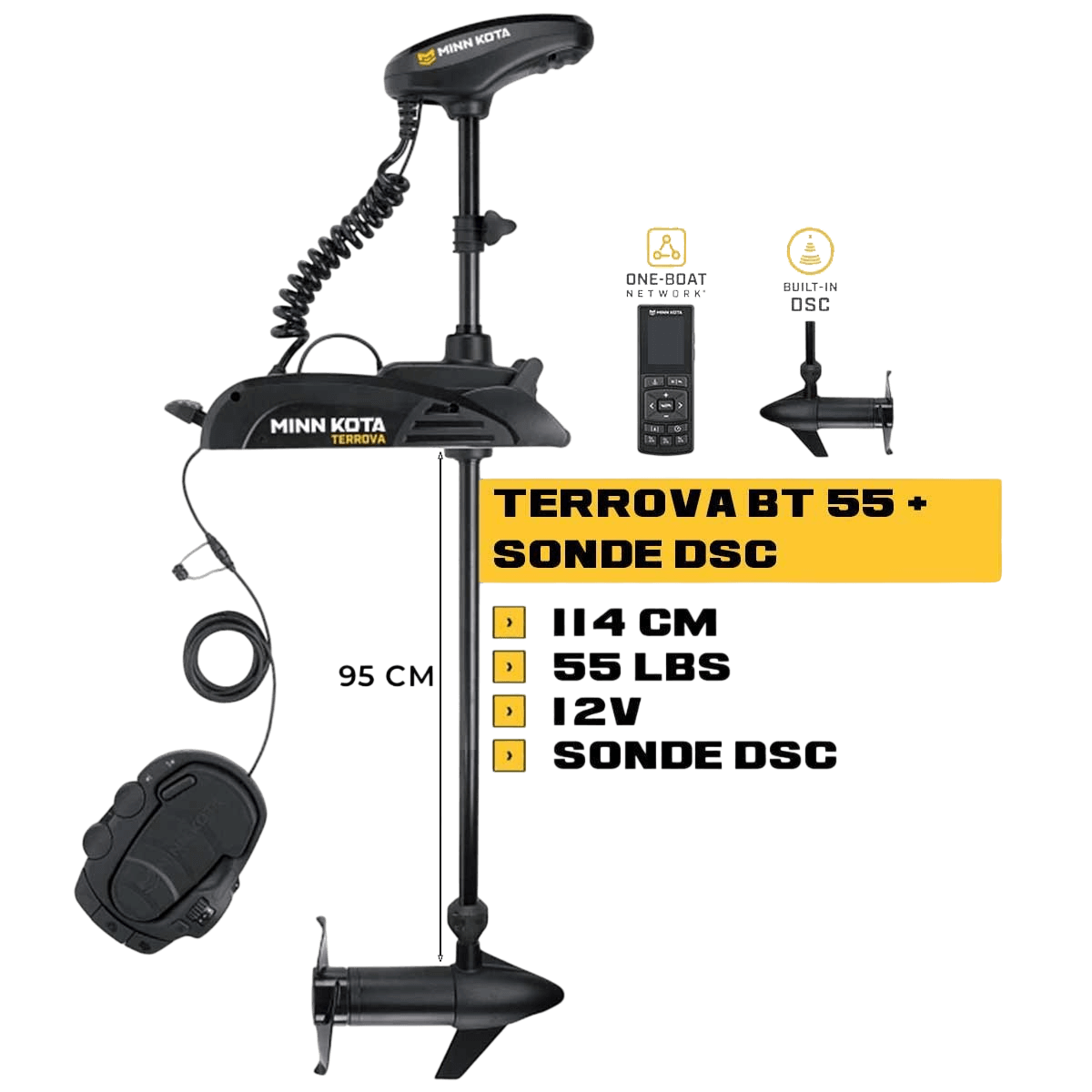 MK-1358355 - Moteur avant Minn Kota TERROVA 55 Lbs GPS 12V 114cm + sonde DSC avec télécommande et pédale