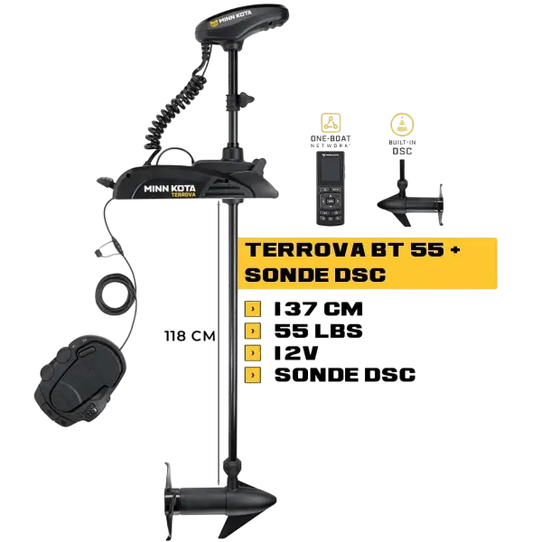 MK-1358356 - Moteur avant Minn Kota TERROVA 55 Lbs GPS 12V 137cm + sonde DSC avec télécommande et pédale - N°4 - comptoirnautique.com