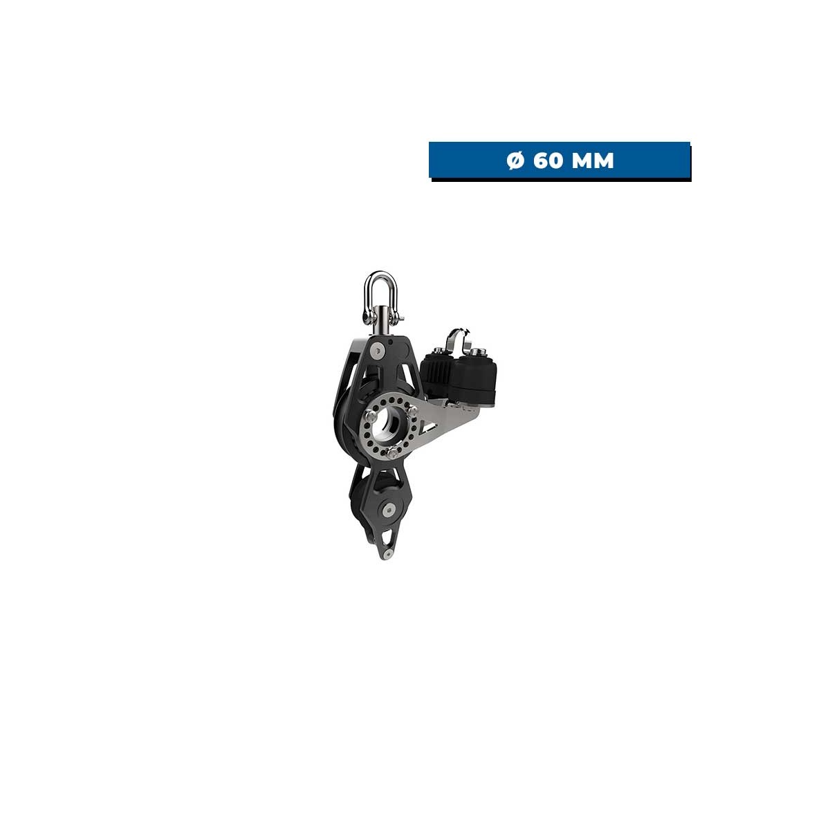 Poulie Racing violon, ringot et taquet 60 mm