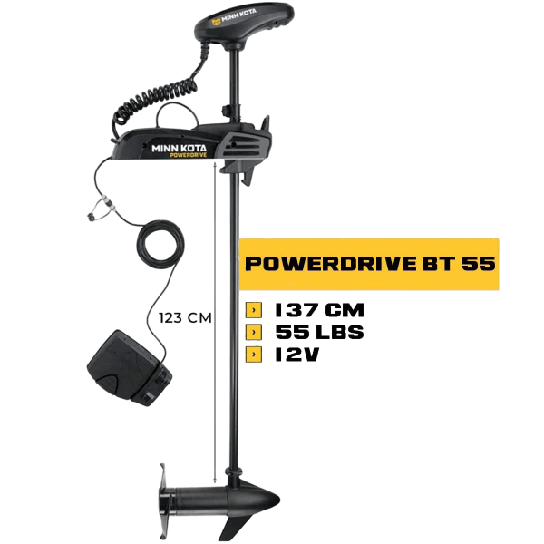 MK-1358453 - Moteur électrique avant Minn Kota POWERDRIVE 55 Lbs 12V 137 cm avec pédale de commande filaire - N°6 - comptoirnautique.com