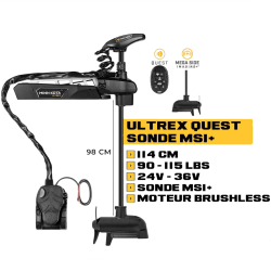 Moteur avant Minn Kota ULTREX QUEST 114 cm + sonde MSI+ + pédale + micro télécommande - eaux douces - 24V/36V - 90/115LBS