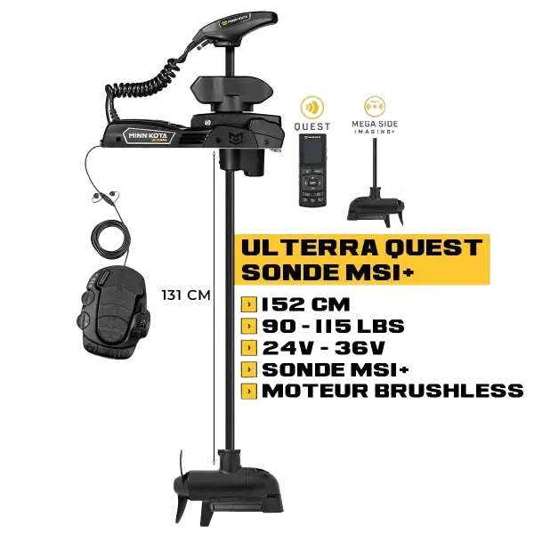 Moteur avant Minn Kota ULTERRA QUEST 152 cm + sonde MSI+ + pédale + télécommande - eaux douces - 24V/36V - 90/115LBS - N°3 - comptoirnautique.com