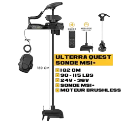 Moteur avant Minn Kota ULTERRA QUEST 182 cm + sonde MSI+ + pédale + télécommande - 24V/36V - 90/115LBS + kit stabilisateur