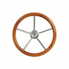 Volante de teca para barco, Ø 350 mm, 5 radios de acero inoxidable.