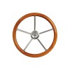 Volante per barca in teak Ø 350 mm, 5 razze in acciaio inox - N°1 - comptoirnautique.com