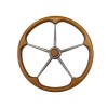 Teak-Bootssteuerrad Ø 500 mm, 5 Edelstahlspeichen - N°1 - comptoirnautique.com