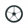 Black polyurethane boat steering wheel, Ø 350 mm, 5 stainless steel spokes