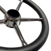 Black polyurethane boat steering wheel, Ø 350 mm, 5 stainless steel spokes - N°2 - comptoirnautique.com