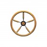 Roda de leme de teca para barco, Ø 400 mm, 5 raios de aço inoxidável.