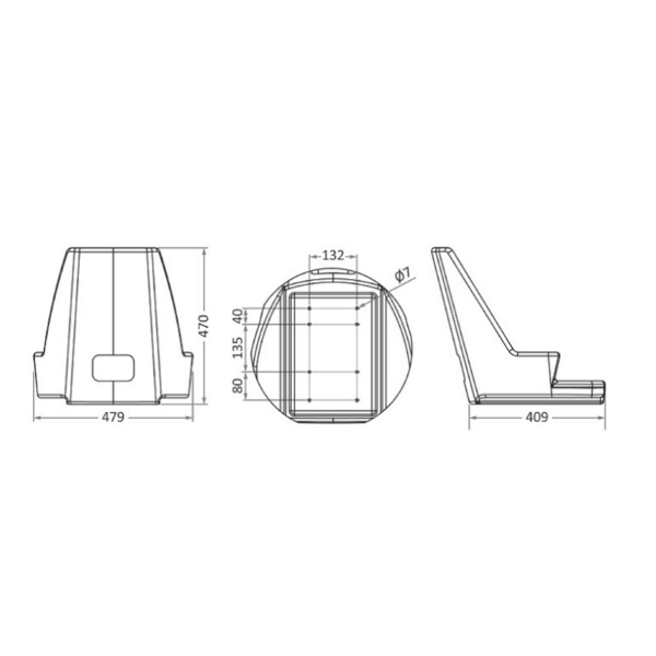 Concha compacta em polietileno branco com almofadas - N°2 - comptoirnautique.com