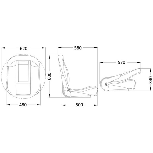 Comfort seat with high folding backrest - N°6 - comptoirnautique.com