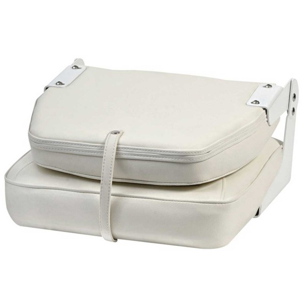 Siège bateau de luxe avec dossier rabattable blanc replié - N°2 - comptoirnautique.com