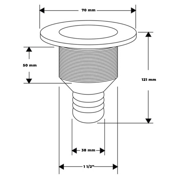 Passe-concha acanalada con cuello de Ø70 mm - N°2 - comptoirnautique.com