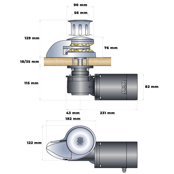CLS 700W 12V 8 mm vertical windlass without headstock - N°2 - comptoirnautique.com