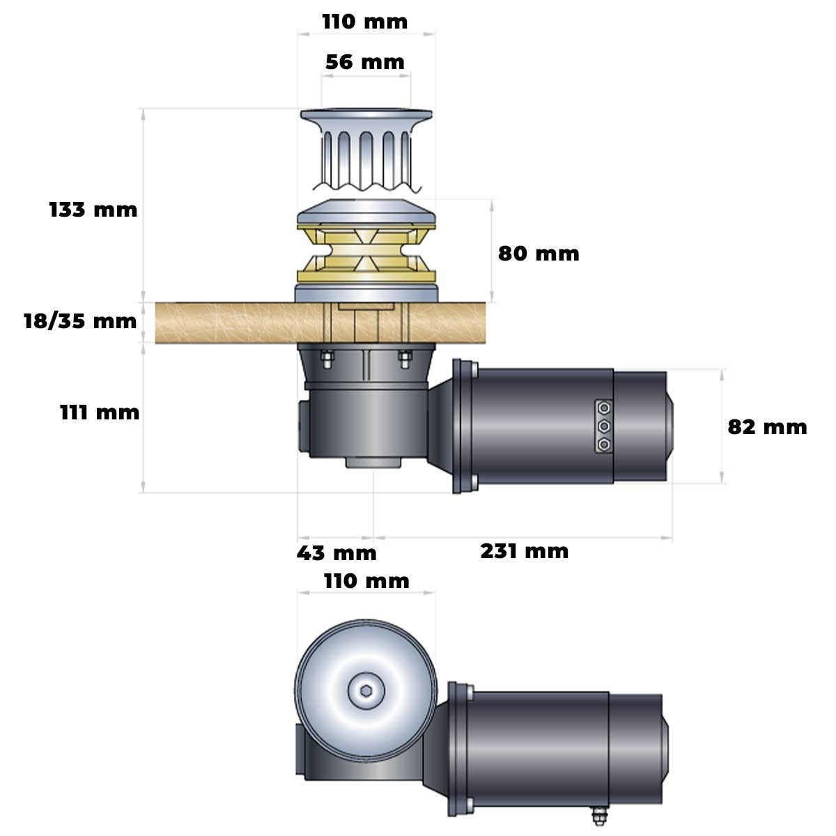 Smart R1 Italwinch Smart R1 vertical windlass OSC-02.413.01 - Comptoir Nautique