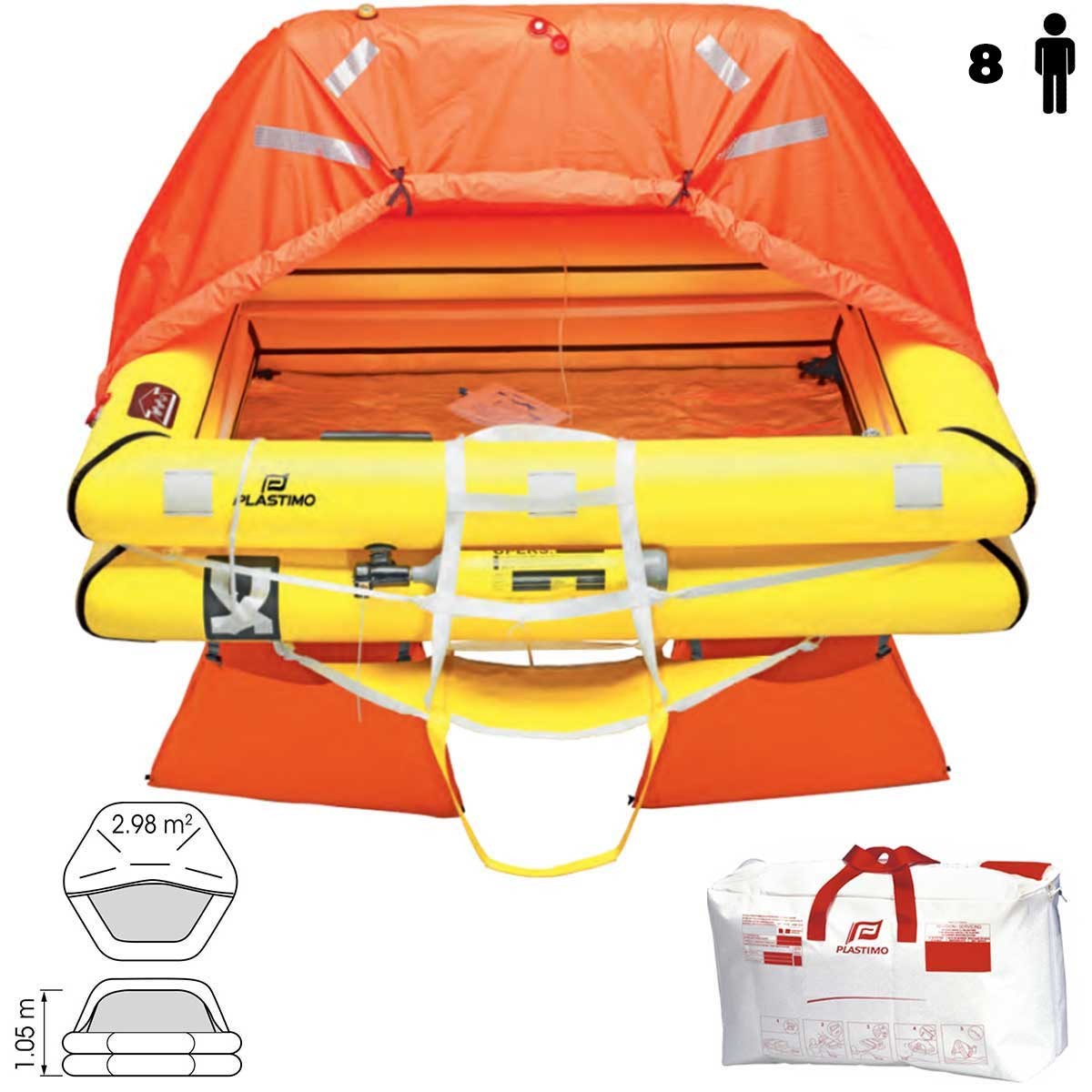 Radeau de survie côtier Ibiza (bateau espagnol) 8 personnes sac