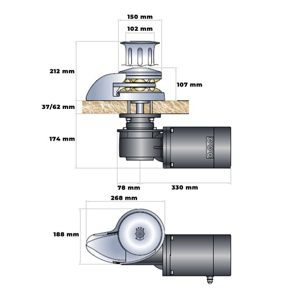 Orchid 2000W 24V vertical windlass with headstock - N°2 - comptoirnautique.com