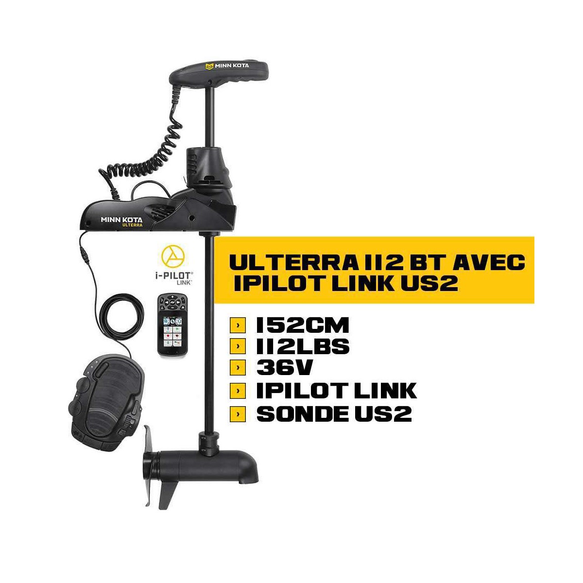 Moteur avant ULTERRA + Pédale + i-Pilot Link Minn Kota sans batterie valise lithium BSR