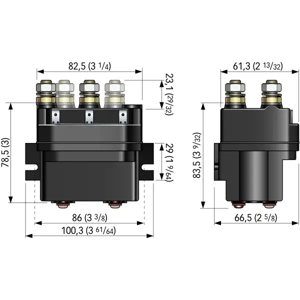 Boîtier relais inverseur T6415-24V 3500W dimensions - N°2 - comptoirnautique.com