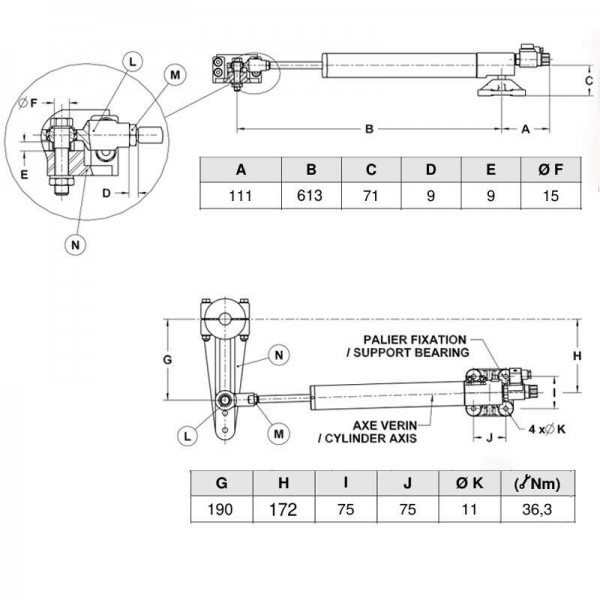 Vérin Hydraulique Linéaire 40ST16 - N°8 - comptoirnautique.com