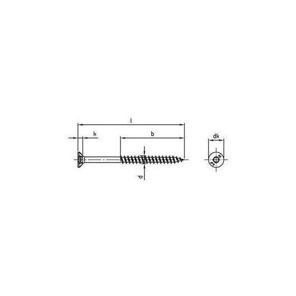 Spanplattenschraube mit versenktem Kopf, verstärkt, Torx-Antrieb -, Teilgewinde - N°16 - comptoirnautique.com