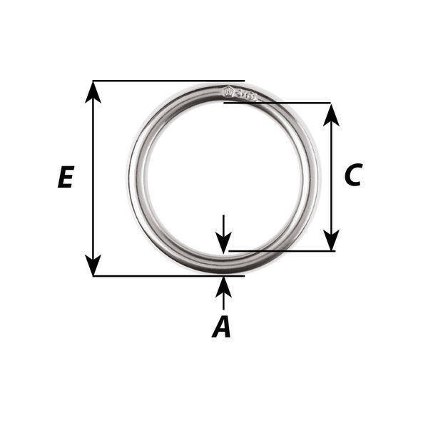 Anilla redonda « - » de acero inoxidable 316L - N°2 - comptoirnautique.com