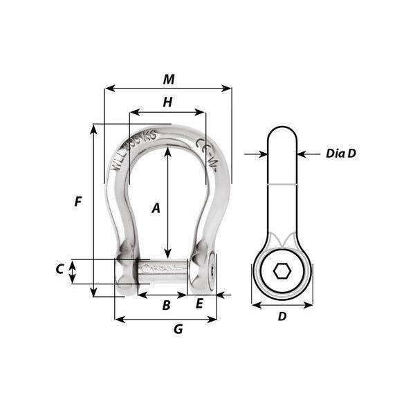 Eslinga autoblocante con ejes de seis caras huecas en forma de lira - N°4 - comptoirnautique.com