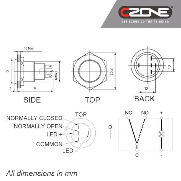 - 3.3V ON/OFF Lighted Push Button - Red - N°2 - comptoirnautique.com