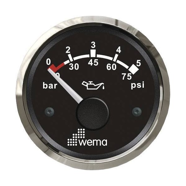 Indicatore di pressione motore ø52 mm Blackline - Silverline - N°2 - comptoirnautique.com