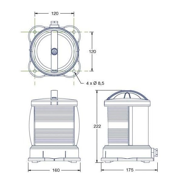 Seitliches Befestigungsset für die Leuchte DHR55N - N°2 - comptoirnautique.com