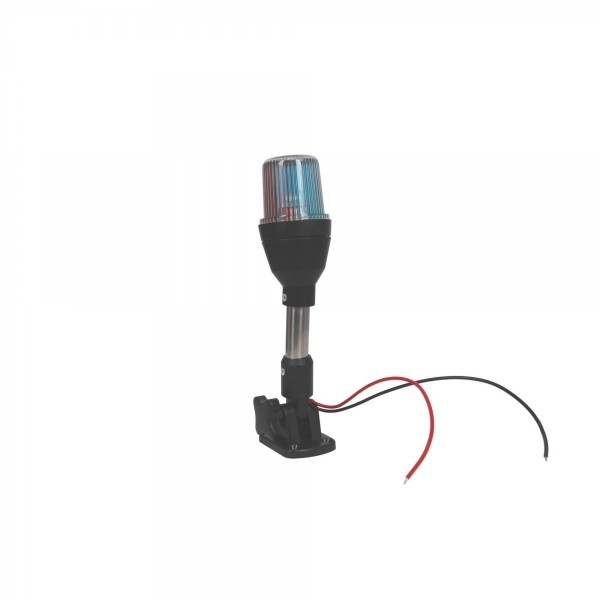 Feu de navigation sur hampe inclinable inox - tricolore - 240mm - N°7 - comptoirnautique.com