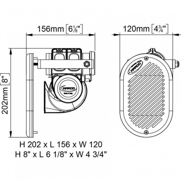 Alarme eletropneumático para encastrar Hurricane - N°2 - comptoirnautique.com