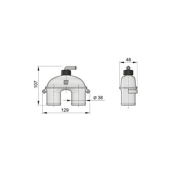 Sifón anti-o ASD de 38 mm de diámetro - N°2 - comptoirnautique.com