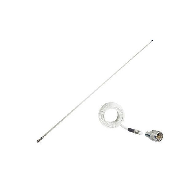 RA1225 VHF Antenna - 6 dB - 2.4 m fiber whip - 6 m cable - stainless steel base - N°5 - comptoirnautique.com
