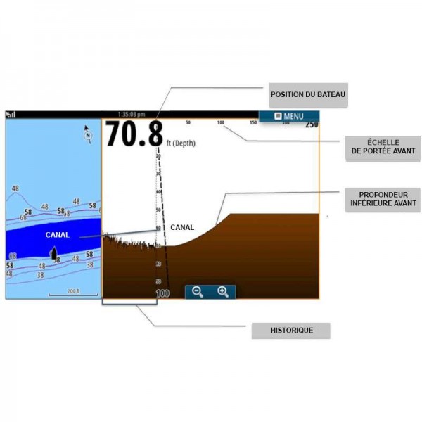 Sonde ForwardScan® vue 2D superposée sur carte - N°7 - comptoirnautique.com