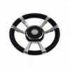 Lenkrad 012 aus Edelstahl und Leder, Ø 350 mm - N°1 - comptoirnautique.com