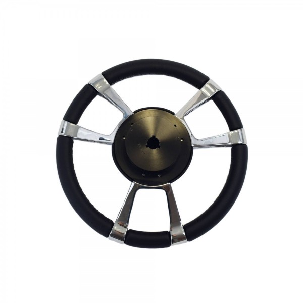 Volant 012 Inox et cuir ø350 mm - N°2 - comptoirnautique.com