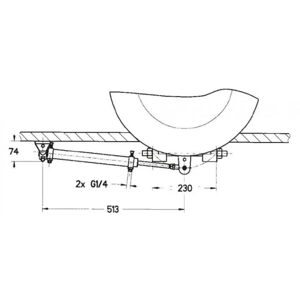 Cilindro hidráulico lateral VHM 28 ST HBR - N°2 - comptoirnautique.com