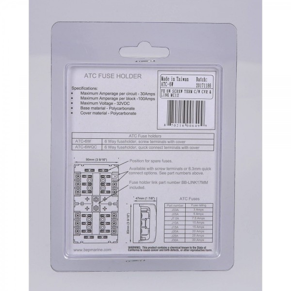 Blocco portafusibili ATC x6 con coperchio - N°3 - comptoirnautique.com