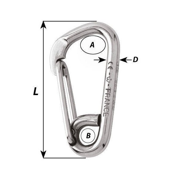 Moschettone da pompiere asimmetrico " - " ø10x100 mm - N°3 - comptoirnautique.com